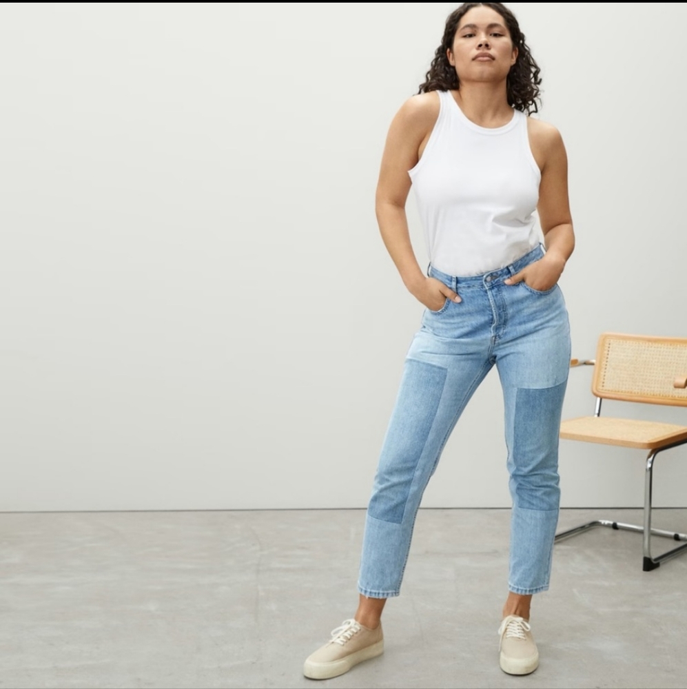 Everlane 90s curvy cheeky straight patched jean